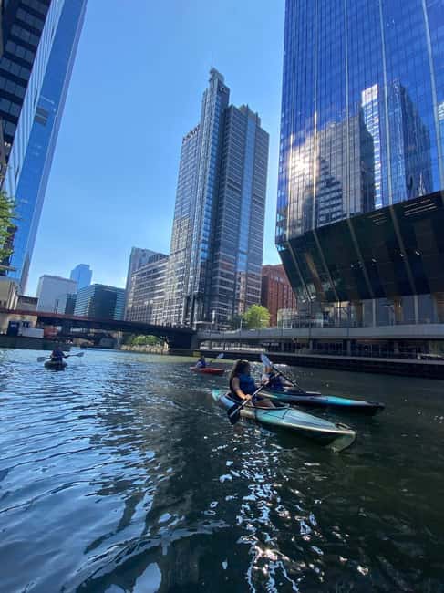 Chicago: History and Architecture Guided Kayak Tour - Downtown Chicago River, with the riverwalk promenade in view