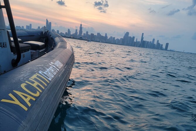 Chicago Shoreline Adventure Boat Tour - Leaving the harbor: Soldier Field, Northerly Island, and the lakefront machinery